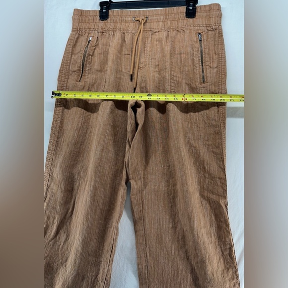 Athleta Cabo Linen Textured Wide Leg Pants Womens 16T Drawstring Tan Brown - Picture 5 of 10